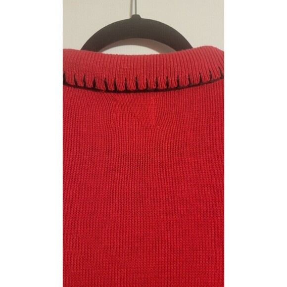 Christmas Stocking Large Red animal print, Sweater beading, visible stitch trim - Picture 6 of 8